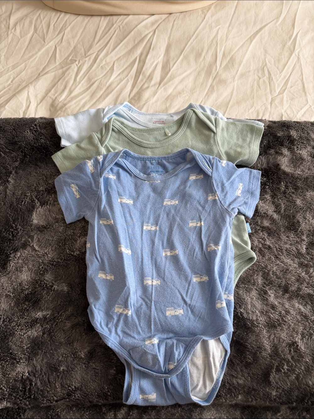 Magnetic Me Baby Short-Sleeve One-Piece Bodysuit - Blue, Green, White